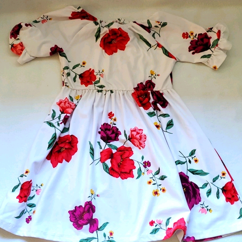Old Navy Little girl's White Dress with roses. E